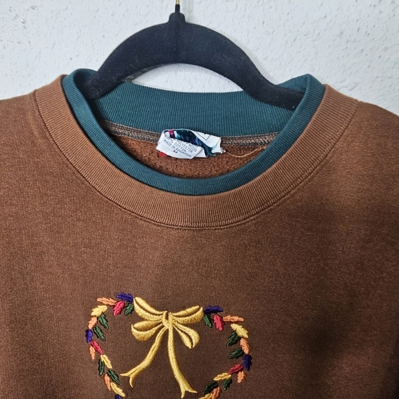 Vtg Bolo Spirit Sweatshirt Womens Medium Brown Pullover Fall Autumn Cozy Warm - Picture 4 of 9